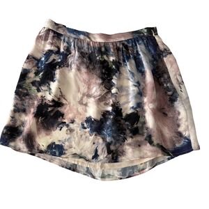 Haute Hippie 100% Silk Moody Watercolor Floral Lined Mini Skirt XS Boho Chic Art